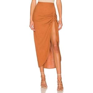 Free People Natural Cerine Ruched Skirt in Glazed Ginger